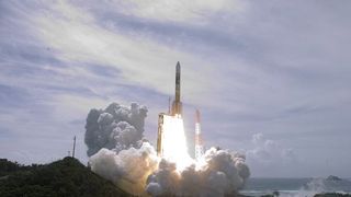 An H-2A rocket launches Japan's Kaguya/SELENE spacecraft toward the moon on Sept. 14 (Local Time) from Tanegashima Space Center.