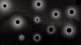 An ilustration shows the universe's missing primordial black holes